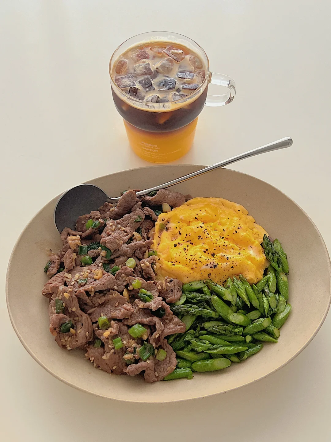 一人干净饮食|葱香牛肉三色拼饭🍱好吃不胖
