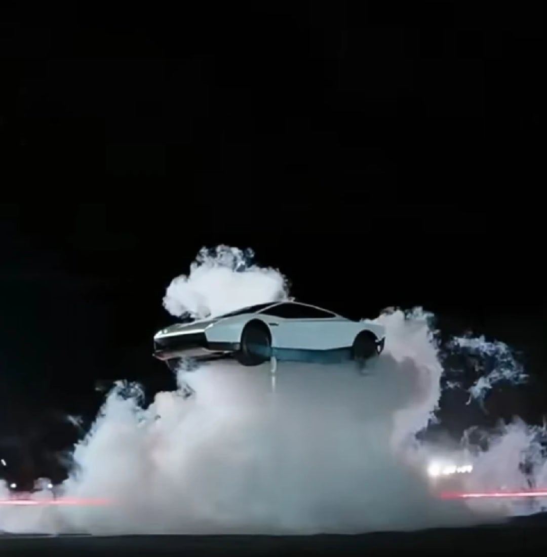 #何小鹏谈特斯拉Roadster会飞#家人们，昨晚特斯拉发布会直接把我CPU干烧了🔥
 
说好的纯电超跑，结果马斯克掏出一台能飞的车。
 
现场画面真的太离谱了：Roadster直接冲上垂直墙面，倒挂着悬停了好几秒，然后脱离坡道在空中翻滚，最后靠车底喷气稳稳落地。这不是AI，是实车在SpaceX测试场飞出来的。
 ​