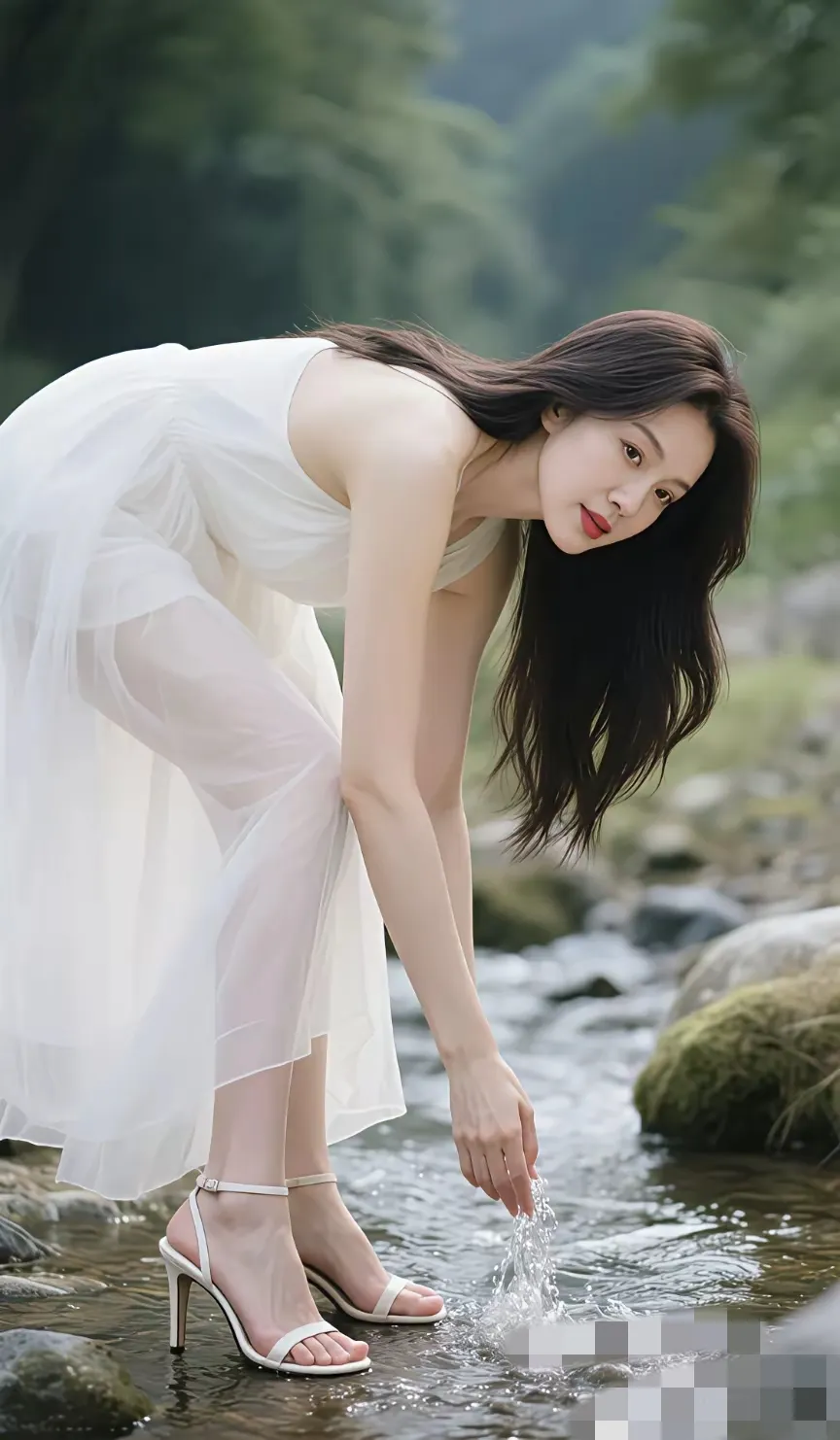 看到“仙气飘飘的森林小溪，白裙飘飘的她，美得像一幅画”，就想起佟丽娅生...