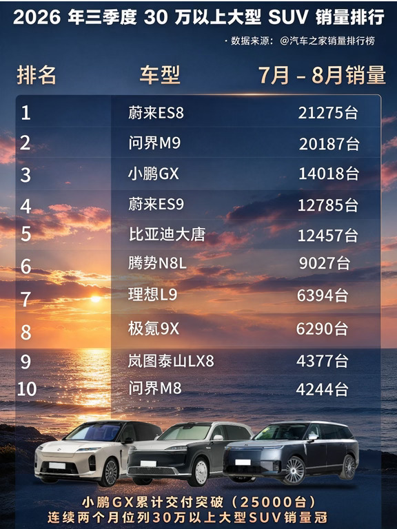 30万+大型SUV销量三强PK｜ES8/M9/GX怎么选