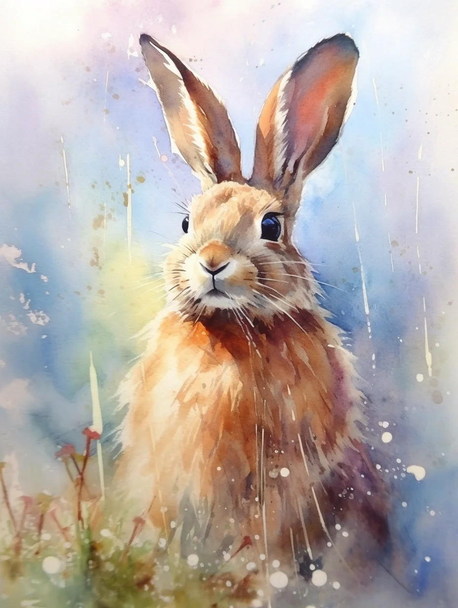 AI水彩：兔子
