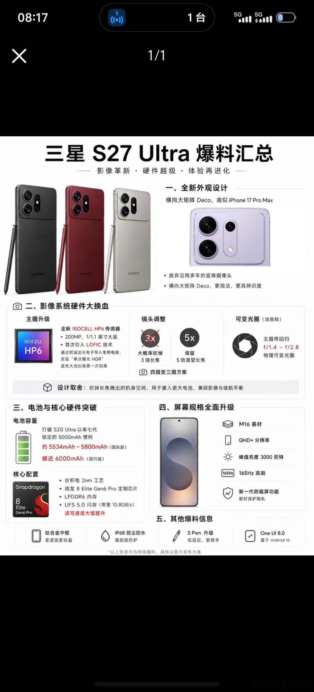 家人们，全面大换血？三星S27Ultra升级这么多啊！#三星[超话]##数码闲聊站[超话]##数码资讯##数码# ​