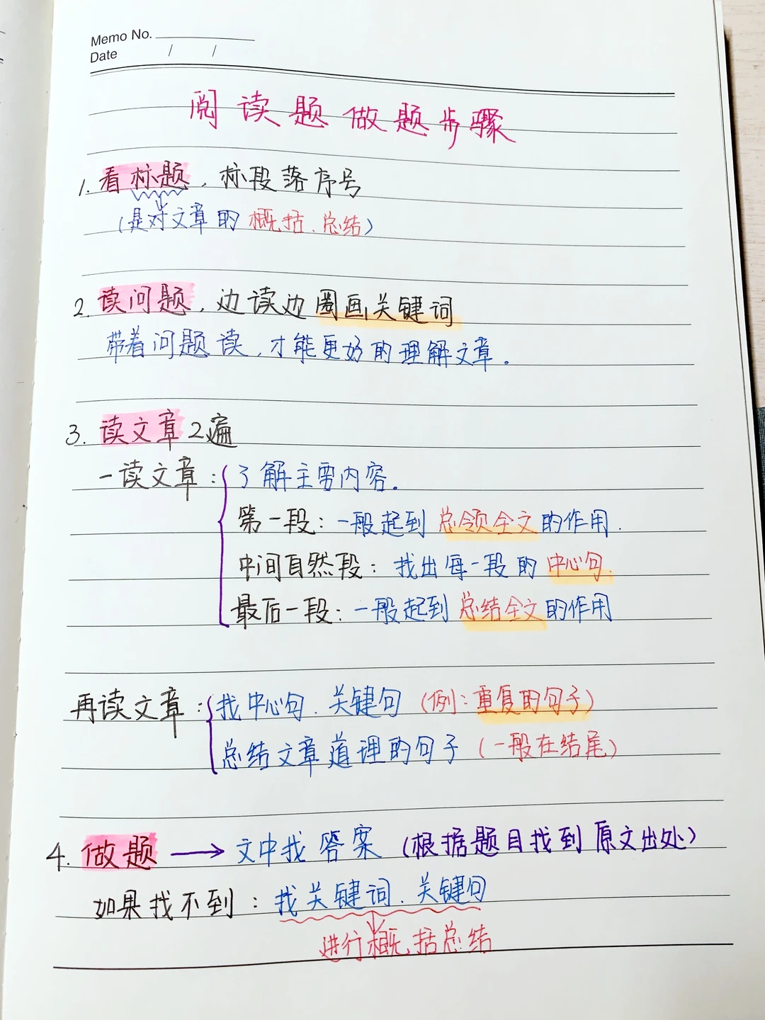 四年级语文专项复习——阅读理解