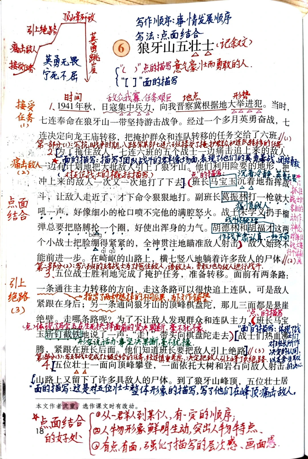 六上语文备课6《狼牙山五壮士》