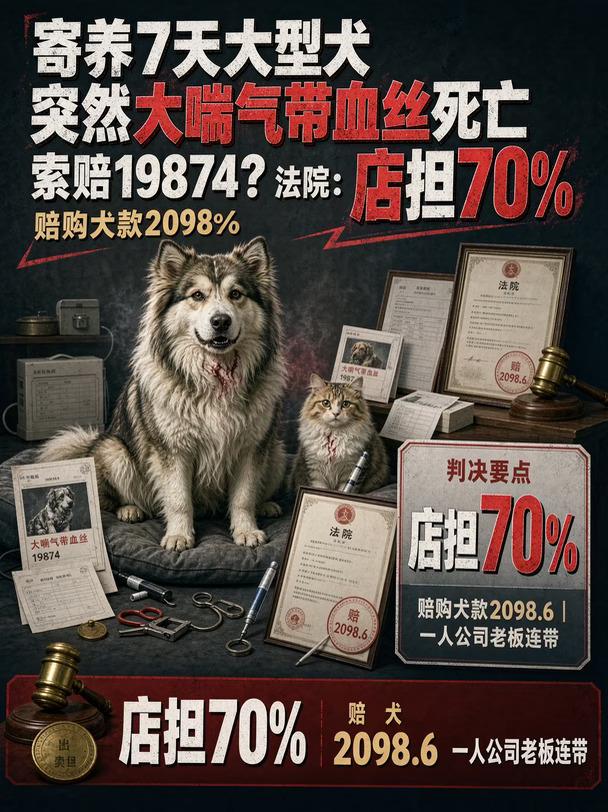 狗寄养死亡，店担70%，一人公司老板连坐