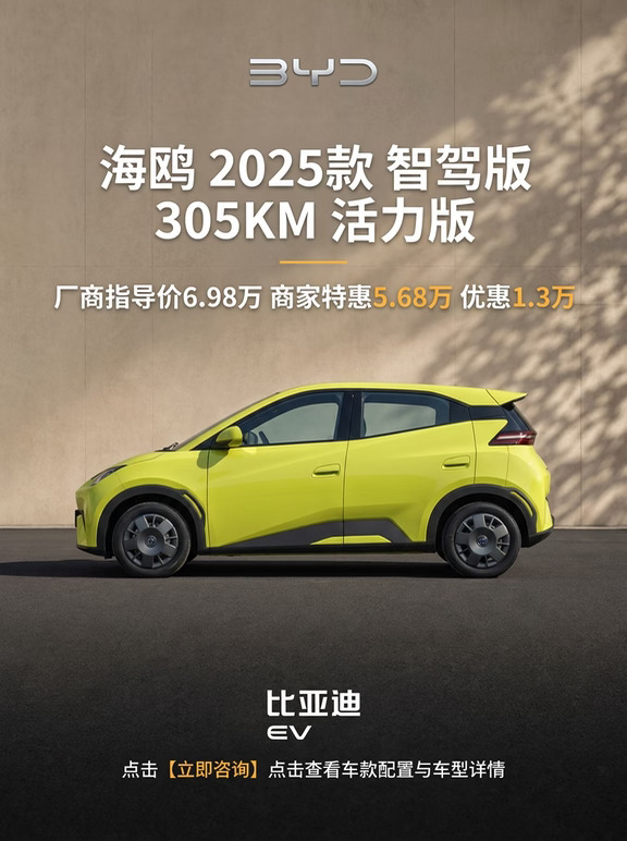 比亚迪海鸥 商家报价5.68万起⚠️