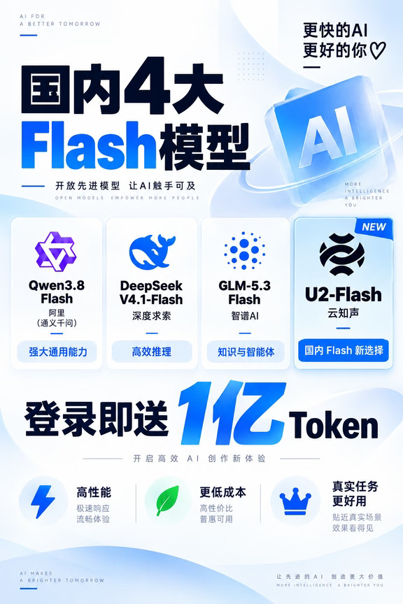 U2-Flash送1亿Token，开发成本继续降