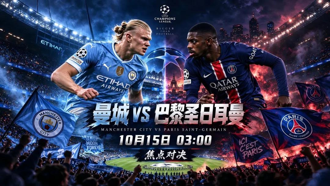 赛事看法#欧冠# 
011欧冠：曼城 VS 巴黎圣曼
方向：平/让平      2-1 2-2 3-2      
球数：345
欧冠强强对话，曼城坐镇主场，坐拥传控体系与哈兰德的攻坚能力，主场气势十足。不过巴黎圣日耳曼韧性极强，锋线爆点充足，擅长收缩防守伺机打出快速反击，两队整体实力差距不大。曼城虽有主场优势，但面对 ​