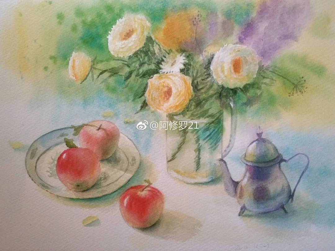水彩，临摹永山裕子。和原图一对比，除了布局，其他都不一样……
