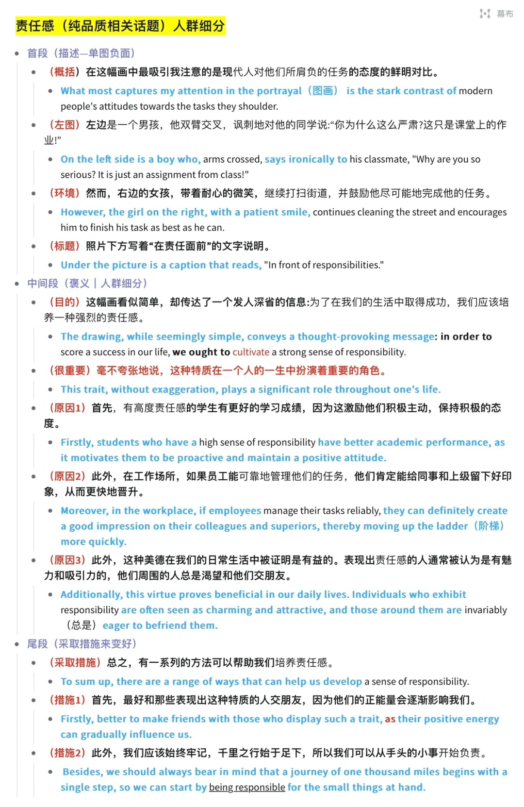 周思成押题大作文｜03责任感（意志品质类）