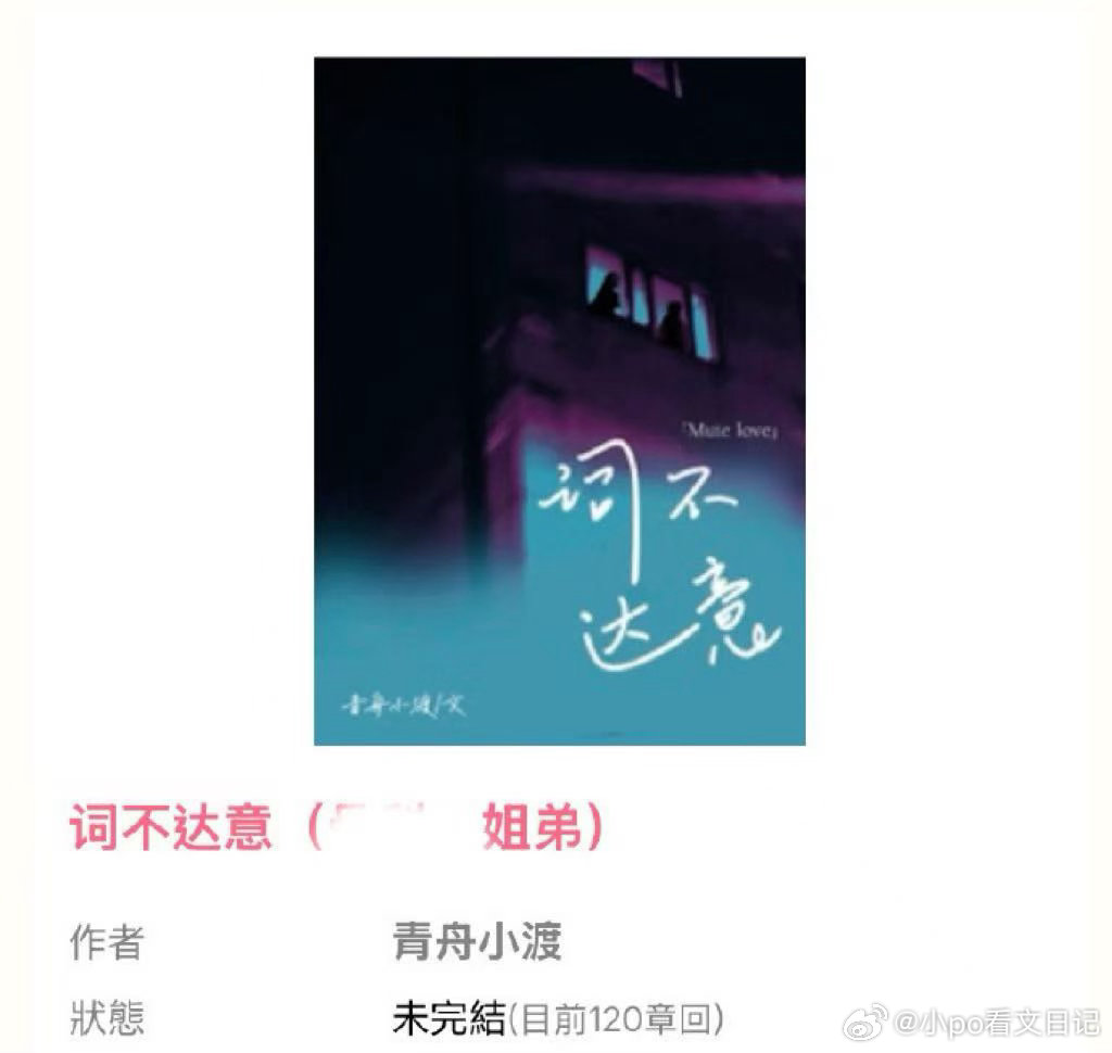8.24📕完结推书
《词不达意》青舟小渡
📕1v1|社畜甜品师姐姐x对外冷淡对内乖顺的贤内助小狗​​​​​​​|
  男女主从小被渣爸家暴欠债、亲妈跑路，女主从小被迫带着弟弟长大，前期嫌弃他后期抱团取暖，女主拼命打工养家，男主全程居家乖巧懂事，偷偷觊觎女主很久，女主初恋回头纠缠，彻底逼出男 ​