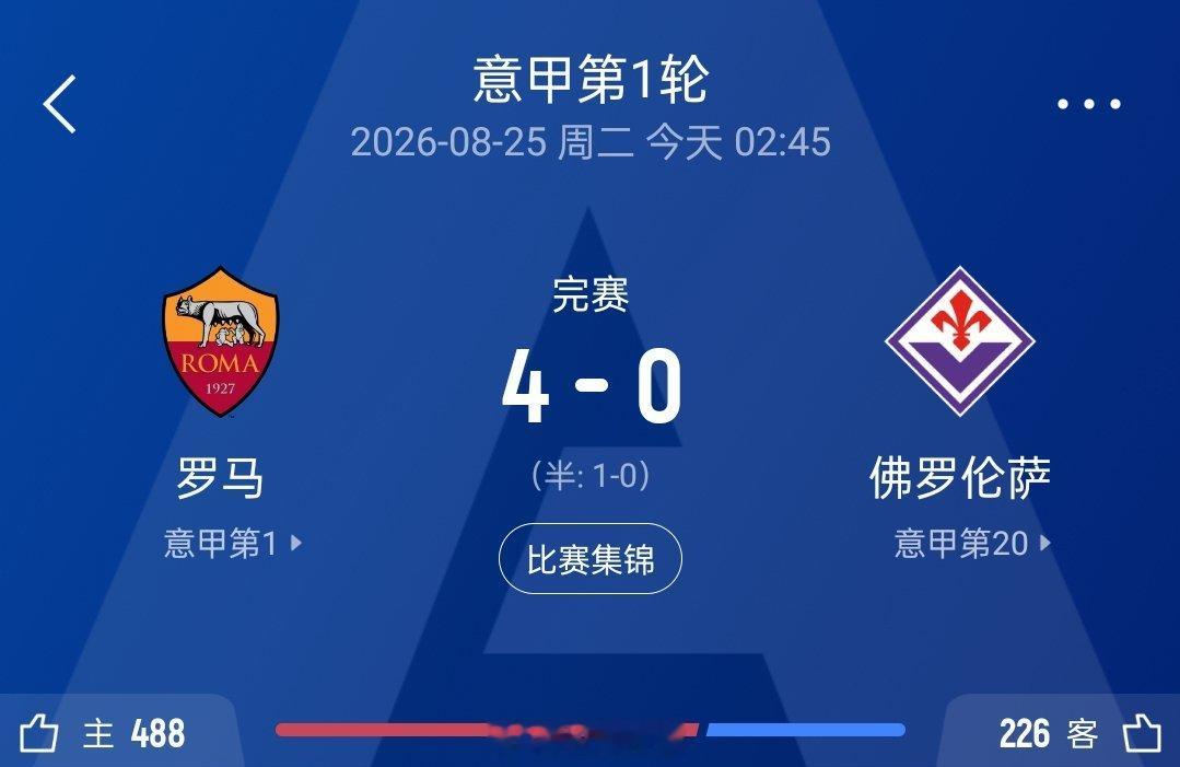 意甲第1轮，罗马战佛罗伦萨。上半场，迪巴拉助攻马伦首开记录。下半场，迪...