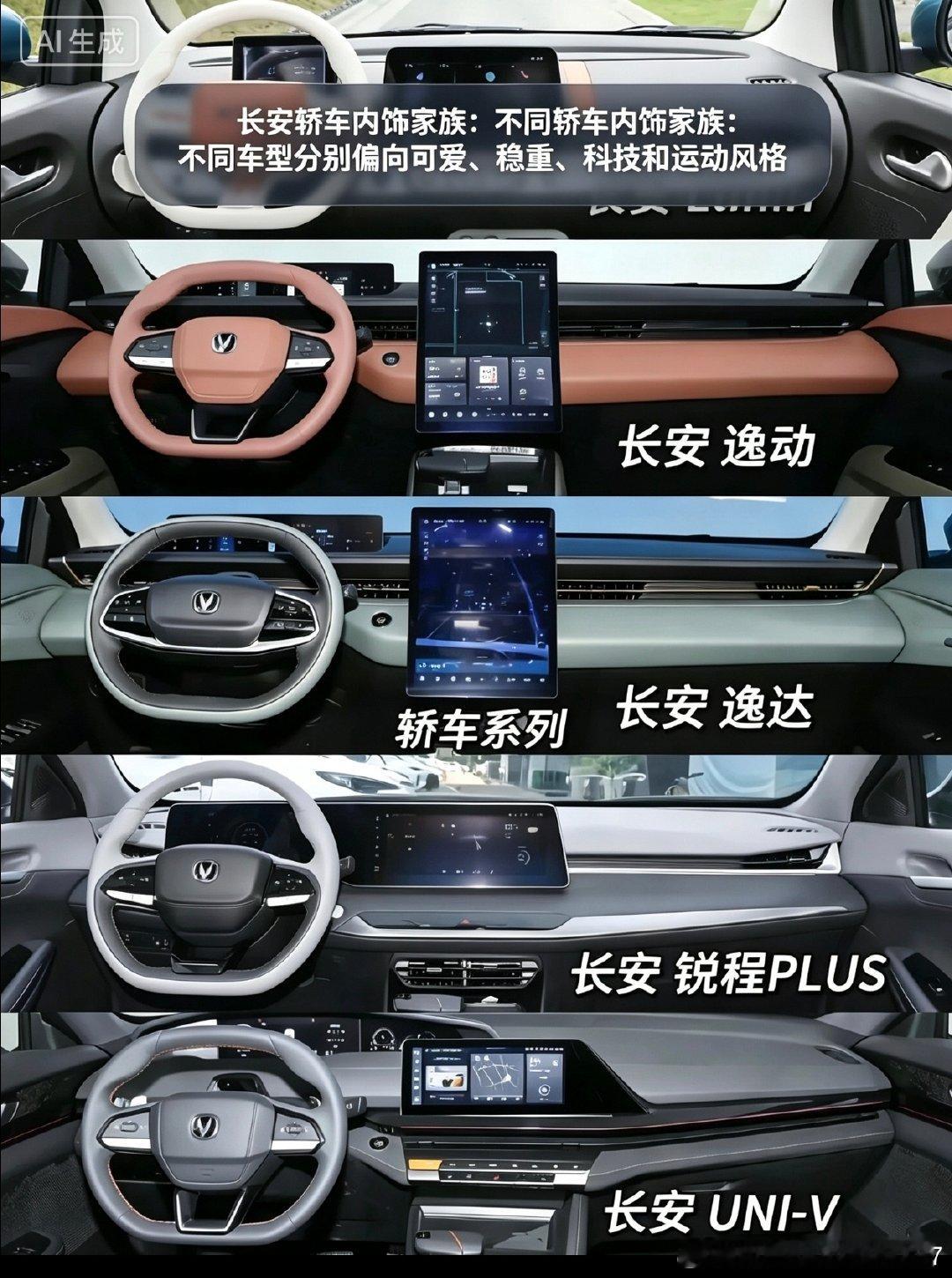 长安轿车内饰家族化设计，覆盖可爱、稳重、科技、运动多种风格，适配不同用车喜好#长安轿车系列#长安汽车# ​