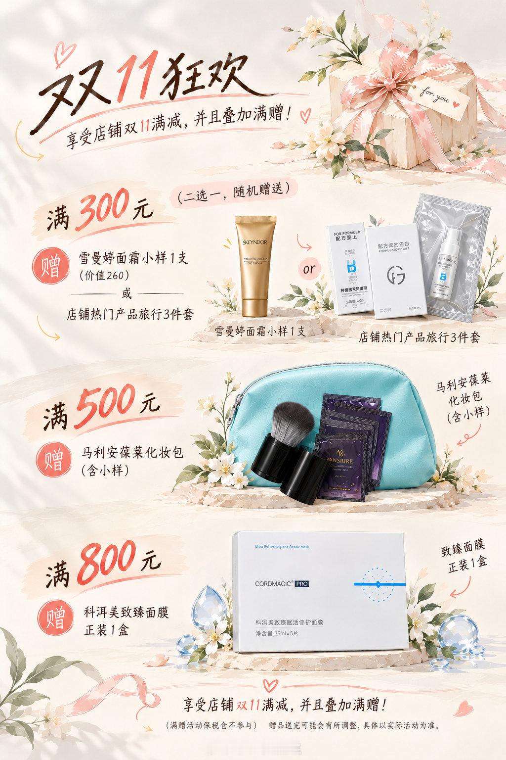 双十一除了全店满减之外，还帮大家准备了一点点小礼物，chatgpt做的这个图，比以往都好看很多呢！ ​