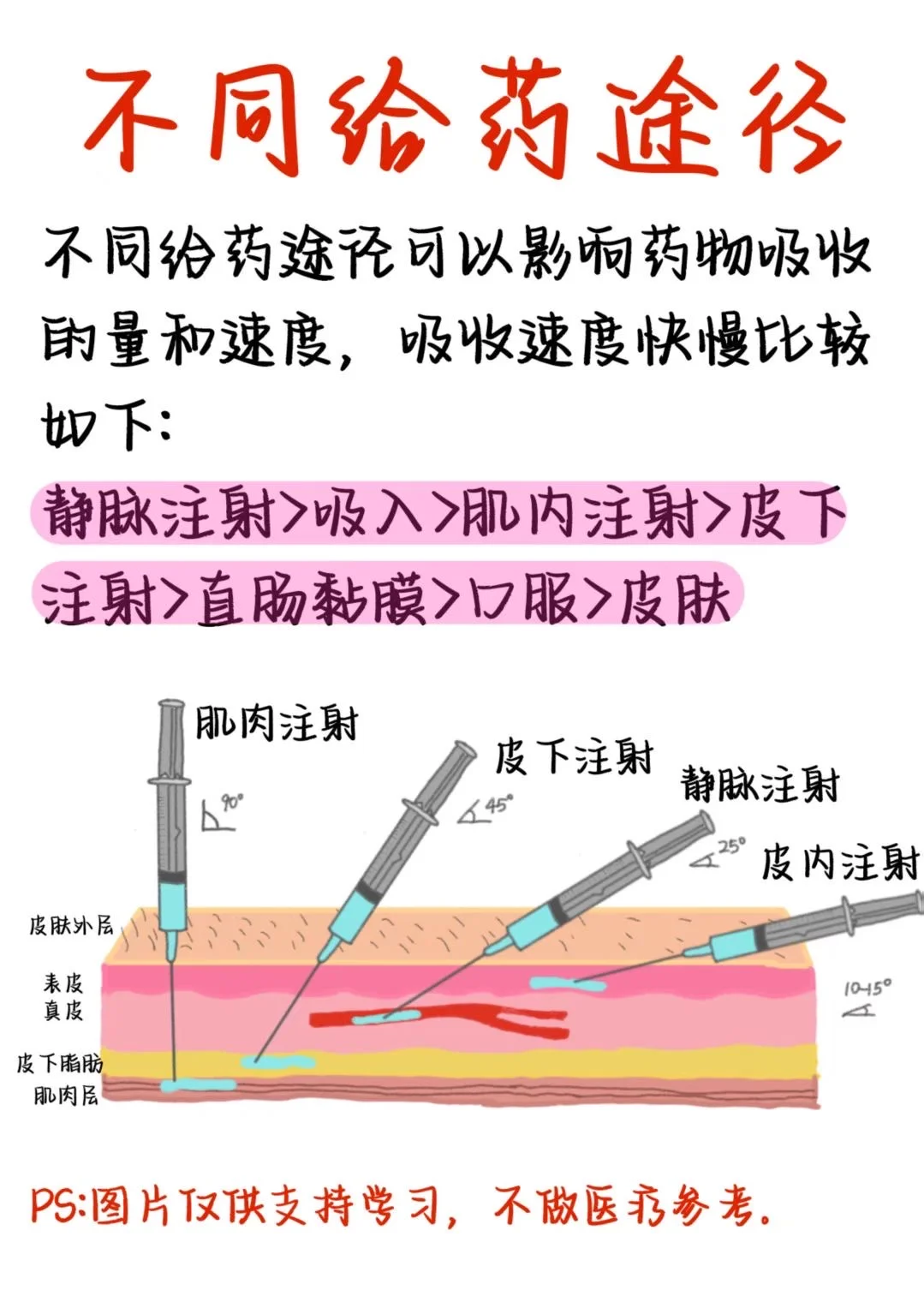 医学生笔记——不同给药途径