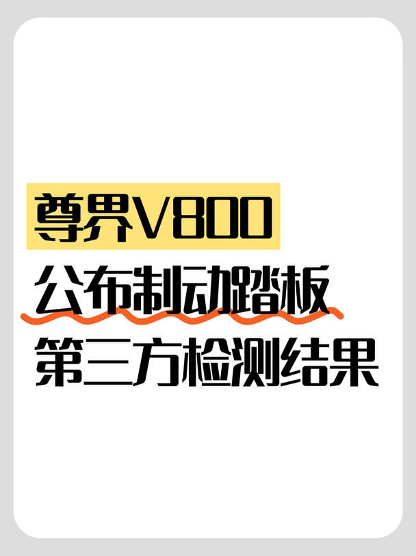 尊界V800公布制动踏板第三方检测结果