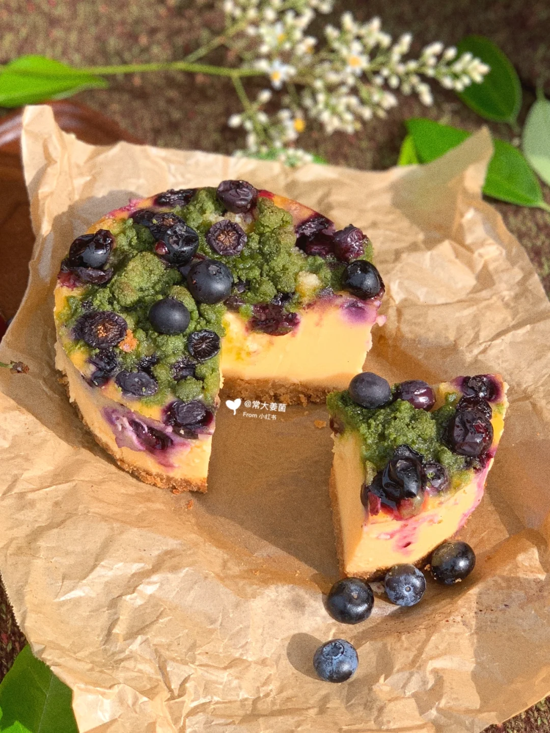 蓝莓爆浆奶酥伪芝士蛋糕🧀一块仅75低卡！