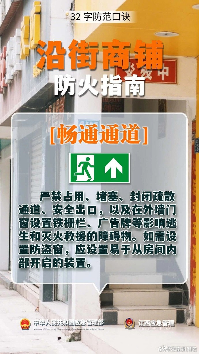 沿街店铺经营类目繁杂且多数店铺内部环境复杂可燃物堆放密集、用电负荷大日常管理稍有不慎极易引发火情商铺经营者要时刻绷紧安全这根弦↓↓↓ ​​​