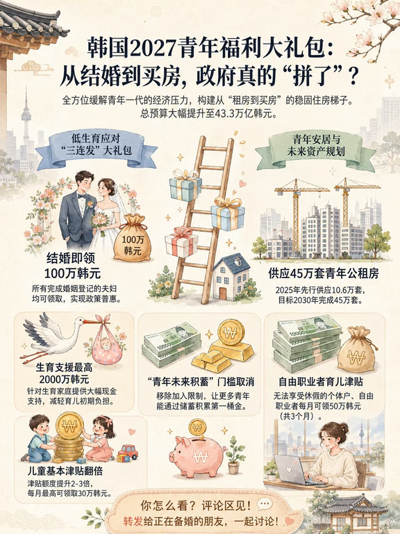 韩国2027青年福利，这次真的开始上强度了？