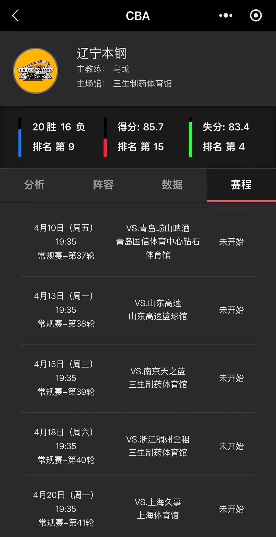 辽宁男篮剩余六场赛程 策略比硬拼更重要 辽宁男篮剩余的六场比赛，安排现...