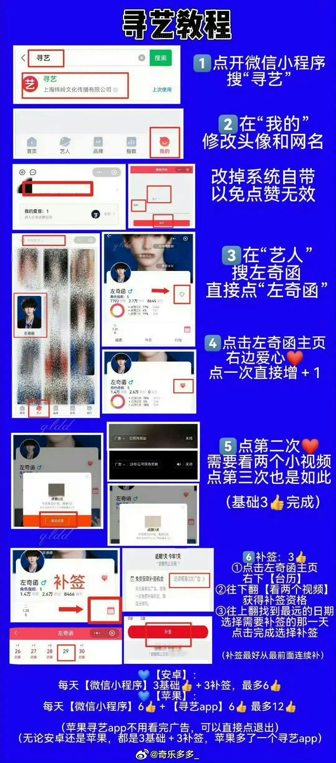【寻艺＋百度送花】来做‼️落后

✅完成k1#左奇函李浩宇# 转发扩散

顺手的事，现在排名倒数，同事也在做，速来

寻艺：现2017→3k 4k... （赞满！）
送花：冲2w，2k人...

💙（教程： ​