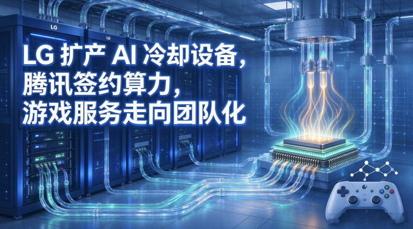LG 扩产 AI 冷却设备，腾讯签约算力，游戏服务走向团队化

当下，人工智能产业进入高速扩容周期，算力基础设施建设成为行业发展核心抓手，上下游产业链持续迎来升级与变革。与此同时，经历行业调整后的游戏服务赛道，也逐步摆脱传统个体运营模式，朝着标准化、团队化、专业化方向稳步转型。
本文将从海 ​