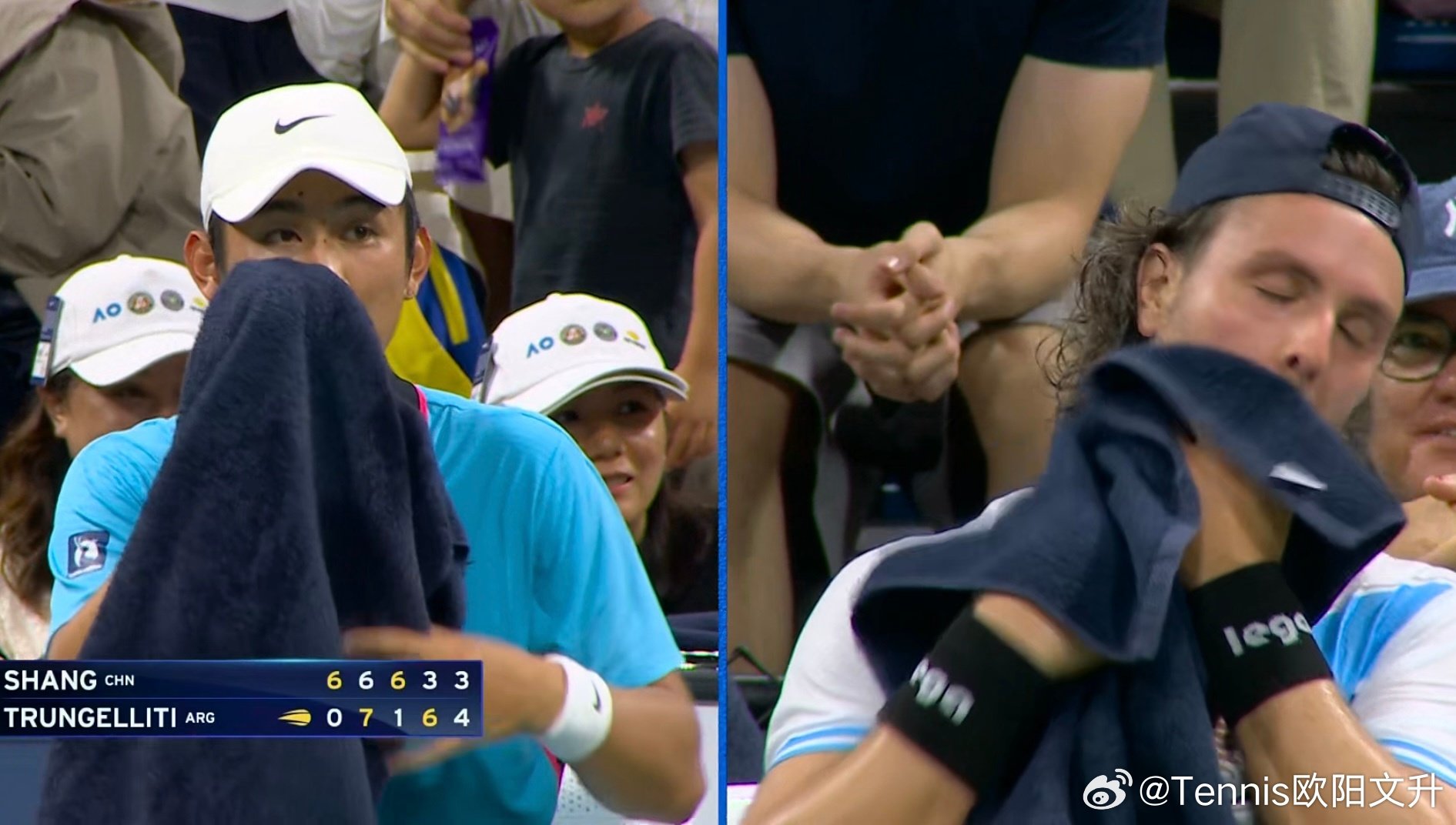 🔵#美网2026# 男单首轮
🇨🇳商竣程6-0/6-7(5)/6-1/3-6/3-4(0-40)🇦🇷特兰杰里迪时，比赛因雨暂停

要加油了！

#美网[超话]# ​