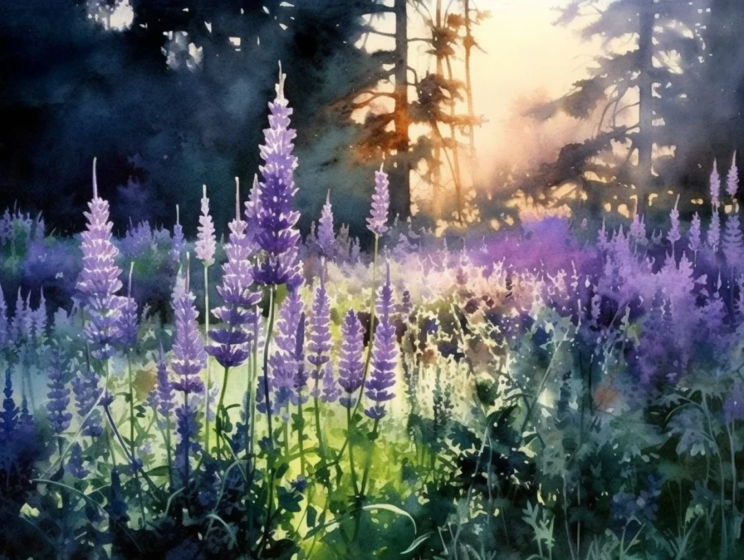 AI水彩：薰衣草