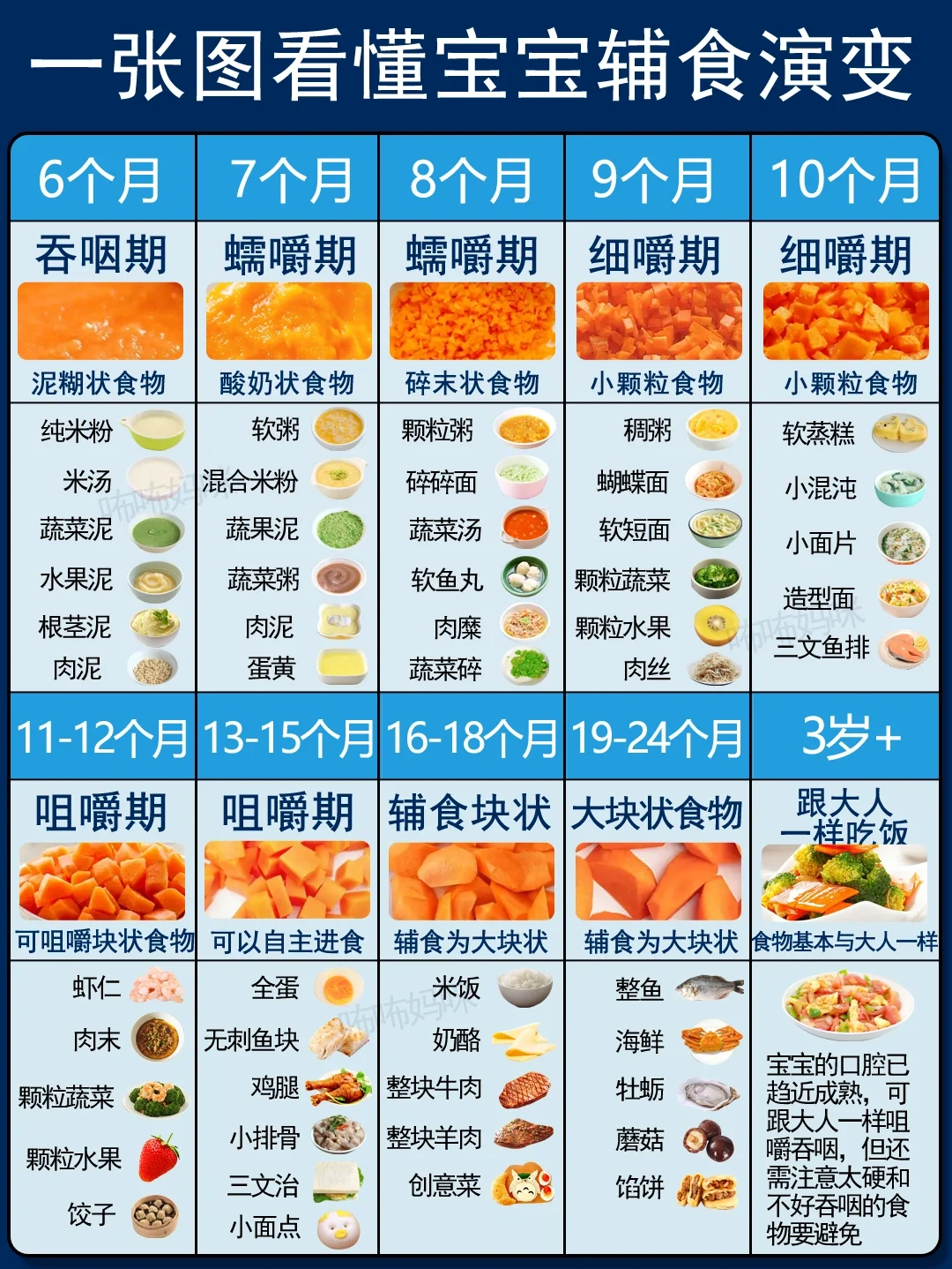 一图看懂宝宝辅食进程 附高铁米粉冲泡指南