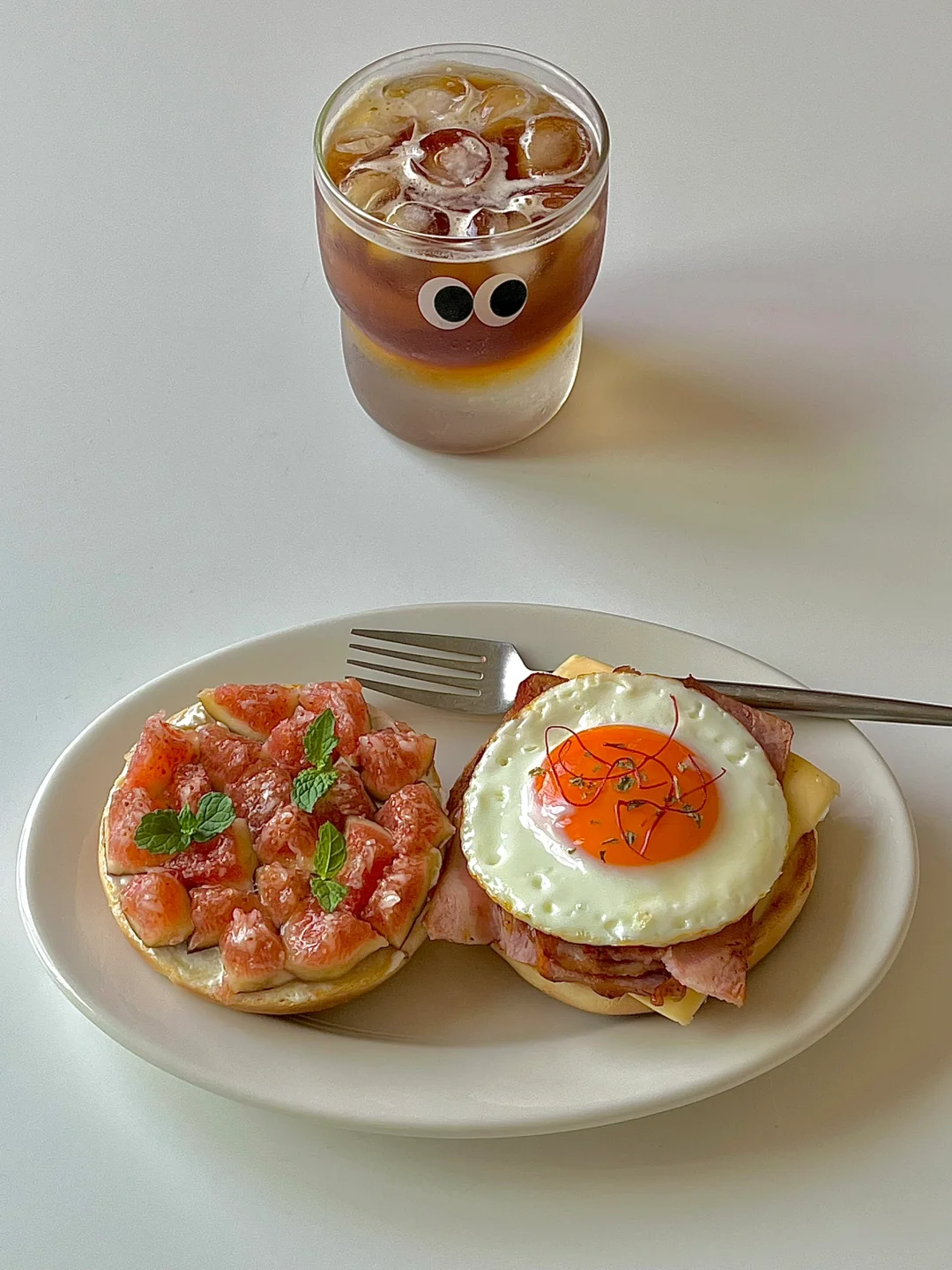 ☀️工作日早餐｜开放式贝果双拼三明治🥪