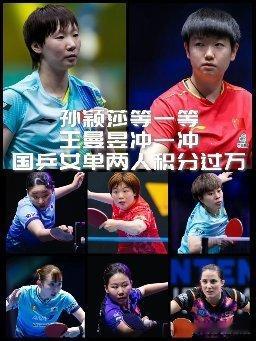 孙颖莎等一等，王曼昱冲一冲！国乒女单两人积分过万…  ​