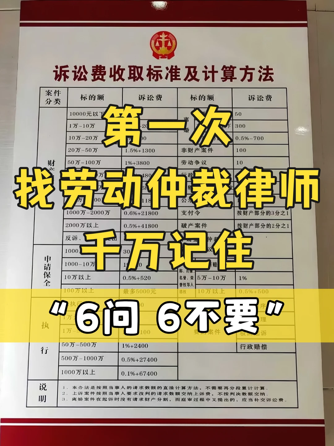 第一次找劳动仲裁律师，千万记住“6问 6不