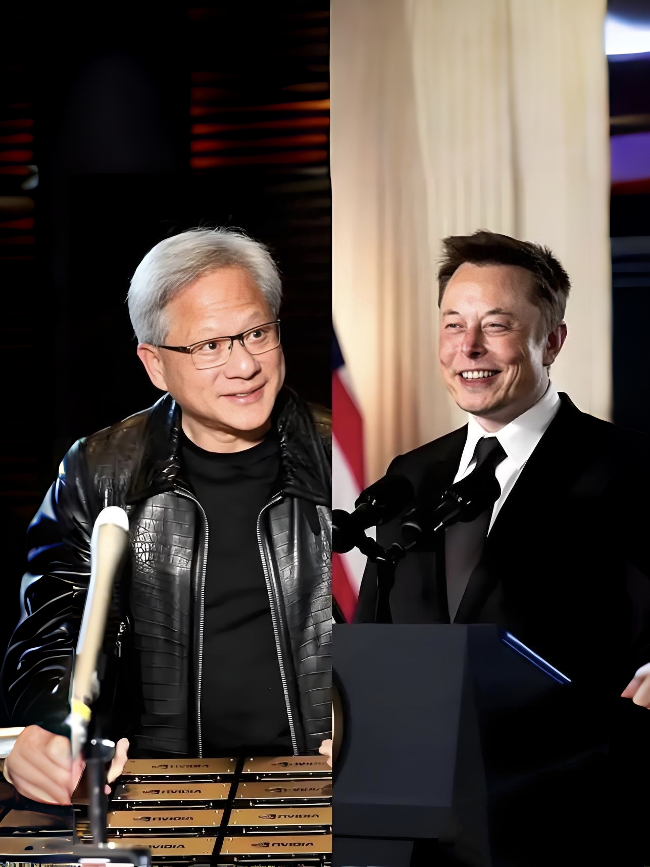 马斯克与黄仁勋在美国沙美论坛上罕见同台，针对科技与未来发展展开了一场针...
