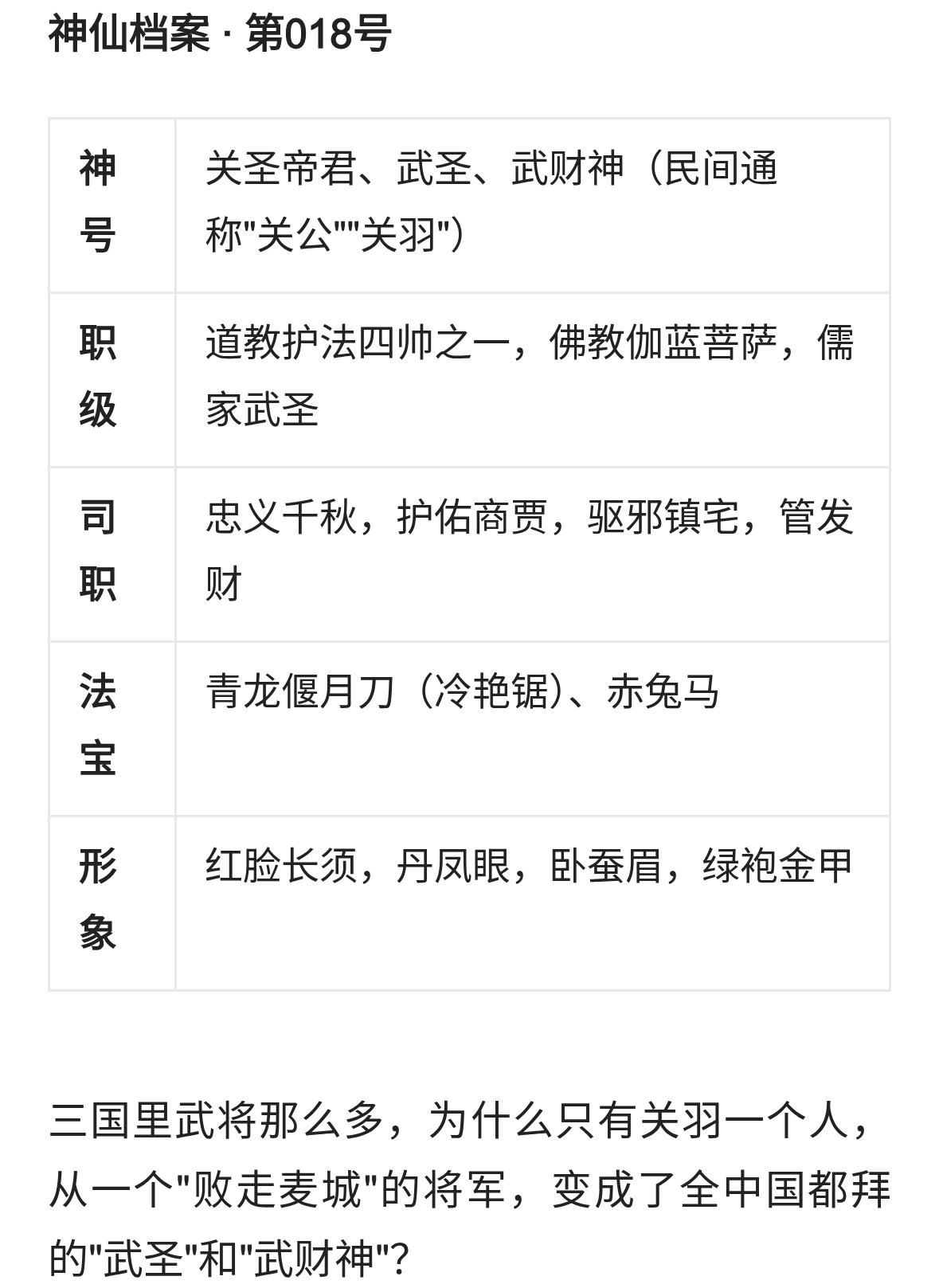 关公：从蜀汉将军到武圣武财神，他的封号比履历还长