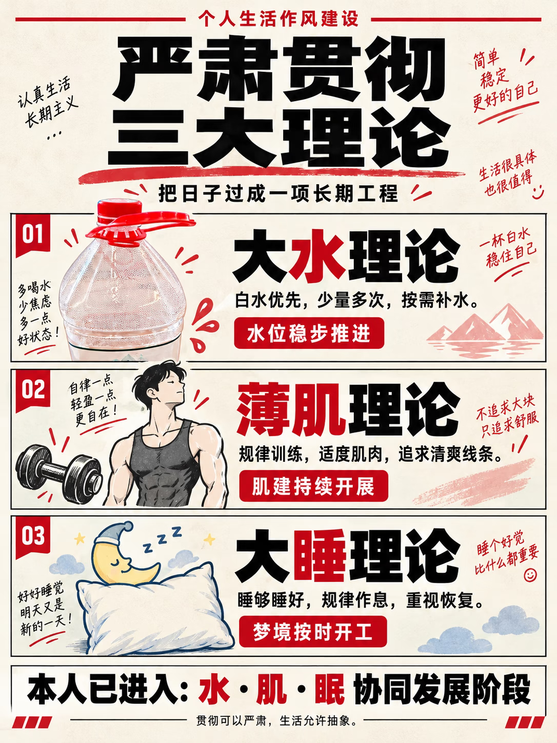 最近因为孙割而火起来的新时代青年理论，大水、大睡、薄肌但是喝水太多、整天困倦想睡觉、身体酸痛不得劲也是问题，那苓桂类方就是恰好对治，可以成为新时代黄毛专用补剂国医的精诚力量 ​​​
