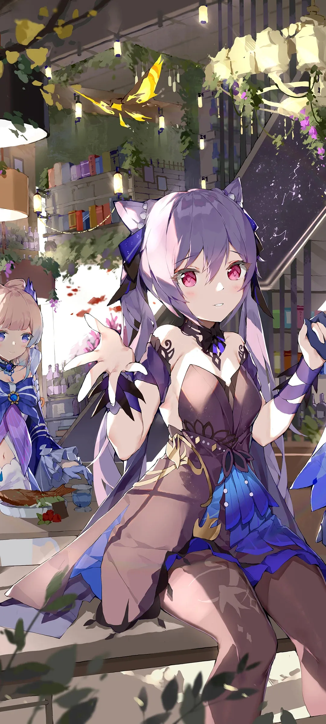 梦幻花园里的猫咪少女，唯美与神秘交织