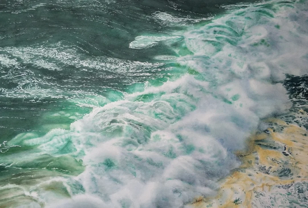 水彩 海浪