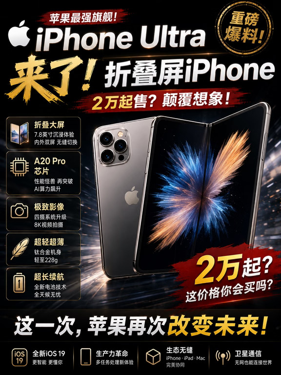 iPhoneUltra来了2万买折叠屏？