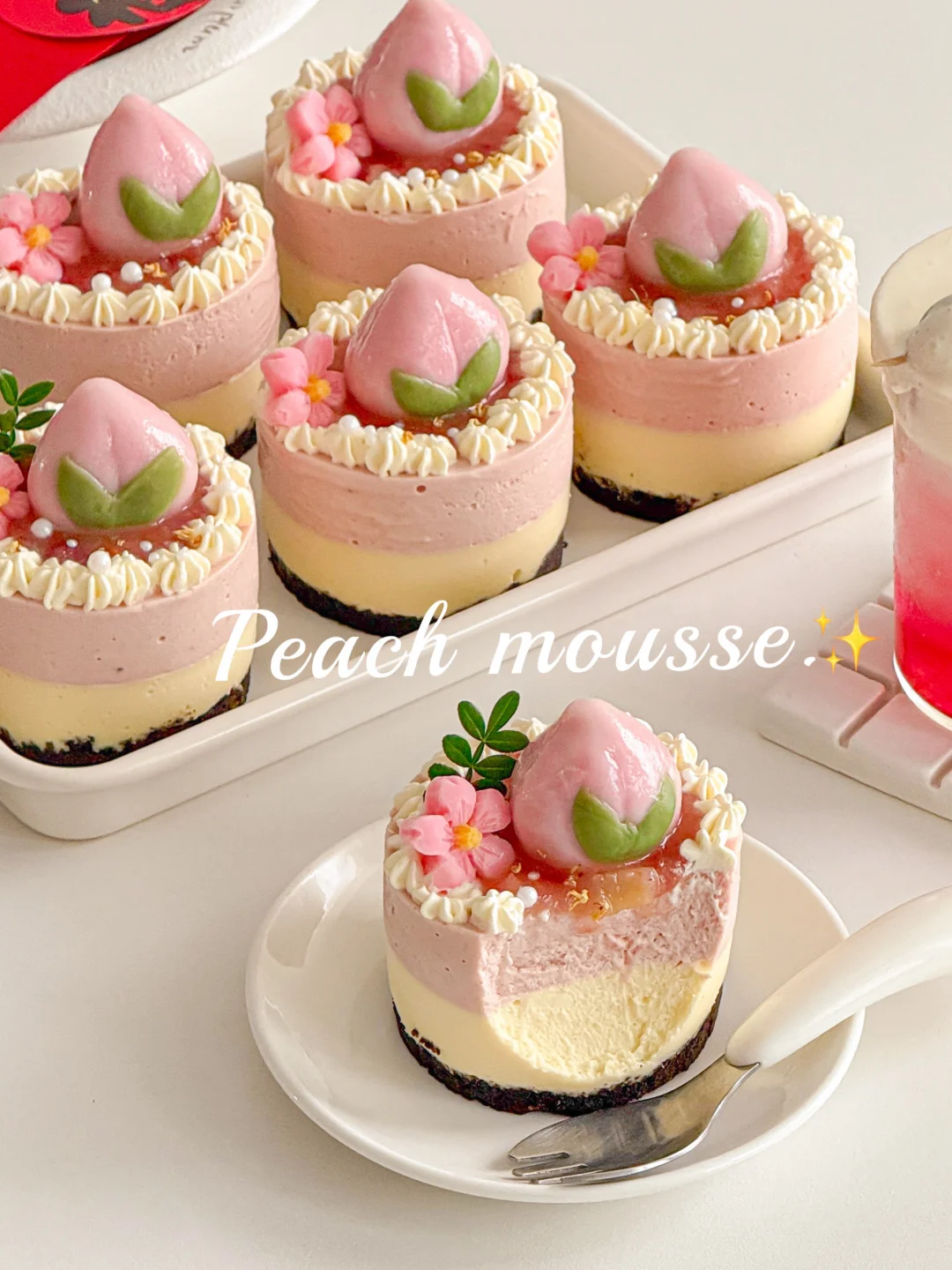 免烤✨桃气满满蜜桃慕斯🍑入口即化清新香甜
