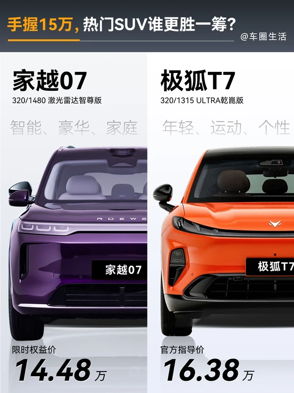 家越07对上极狐T7，谁更值？