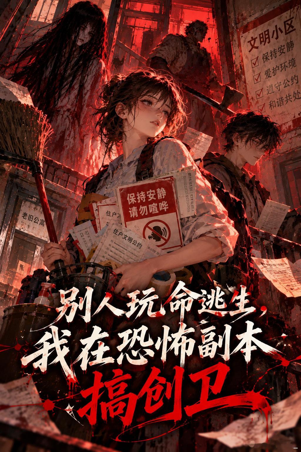 #我们都是小说控[超话]#  萘子今日推荐来咯
《别人玩命逃生，我在恐怖副本搞创卫》🧹

身陷血腥味弥漫的恐怖公寓，别的玩家四处躲藏拼命求生😱
女主不打怪不逃命，普法扫地招聘厉鬼当保洁、安全队长维持秩序。
接连拿下 SSS 评级，联手顶级玩家对抗主神重构无限流新世界🌠！#资源分享# ​