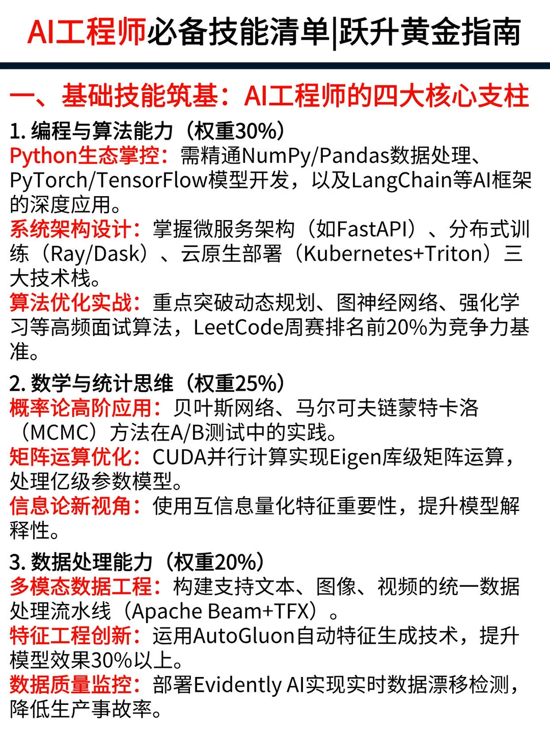 AI工程师必备技能清单！2025跃升顶尖人才！
