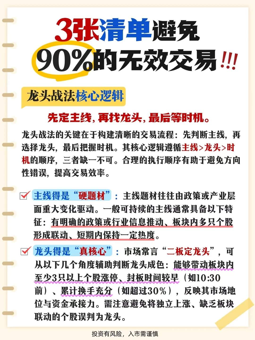 3张清单避免90%的无效交易