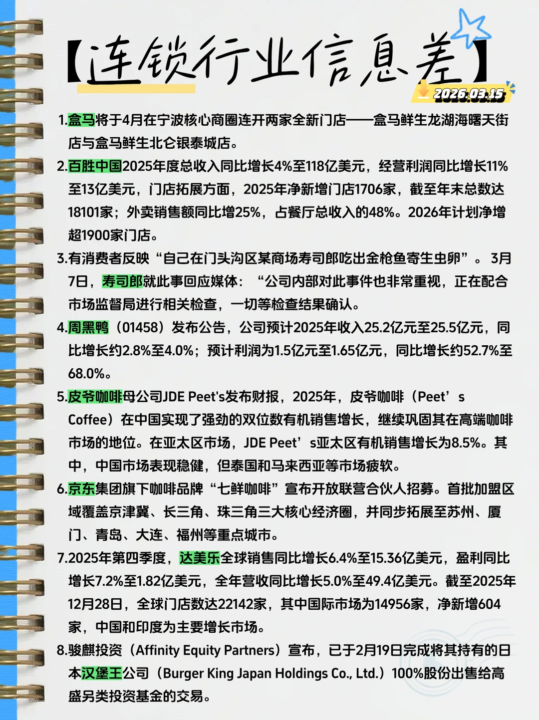 【连锁】行业信息差