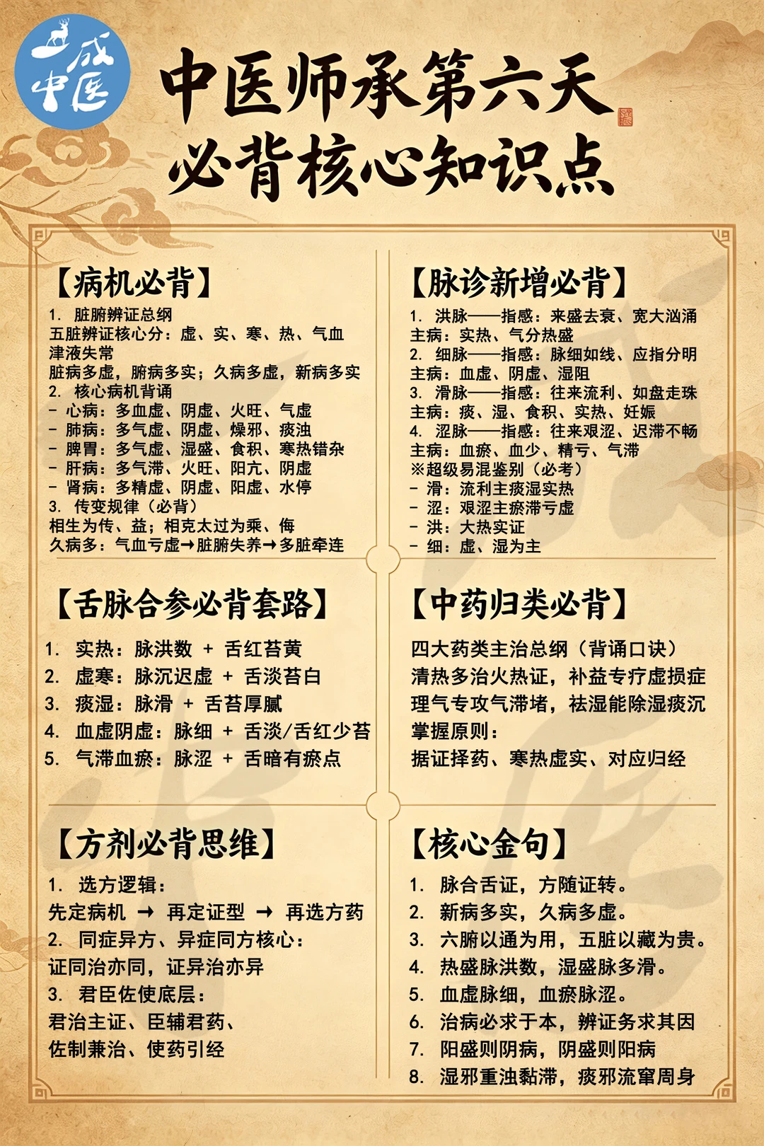 中医师承全职第六天学习内容总结