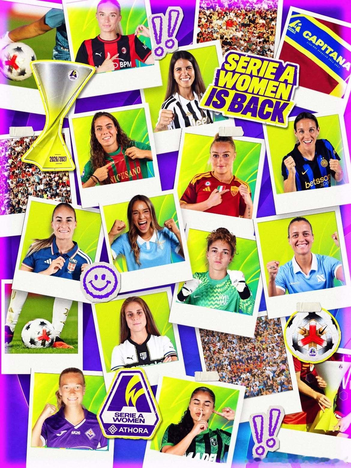 #CalcioFemminile[超话]# 26/27意女甲首轮比赛终于‼️左划看日程
CST
9月26日（周六）18:30 
尤文图斯女足 VS 那不勒斯女足 
📺 DAZN

9月26日（周六）21:00 
拉齐奥女足 VS 帕尔玛女足 
📺 DAZN

9月27日（周日）00:00 
科莫1907女足 VS AC米兰女足 
📺 DAZN

9月27日（周日）18:30 
特尔纳纳 ​