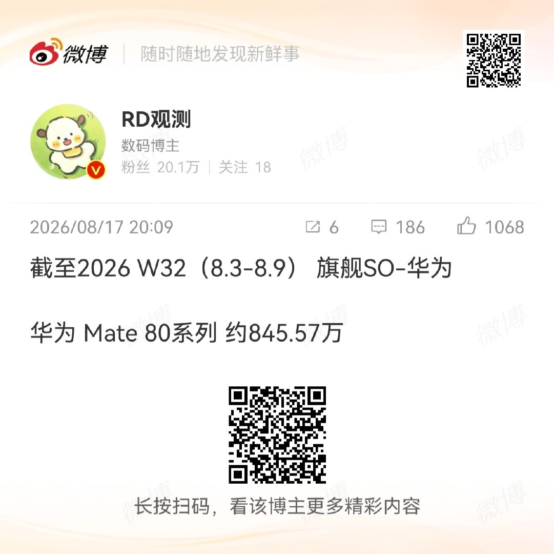 mate80系列破千万已成定局

可，当时他们的嘲笑声好大啊，不知道现在还能笑的出来吗[泪奔] ​