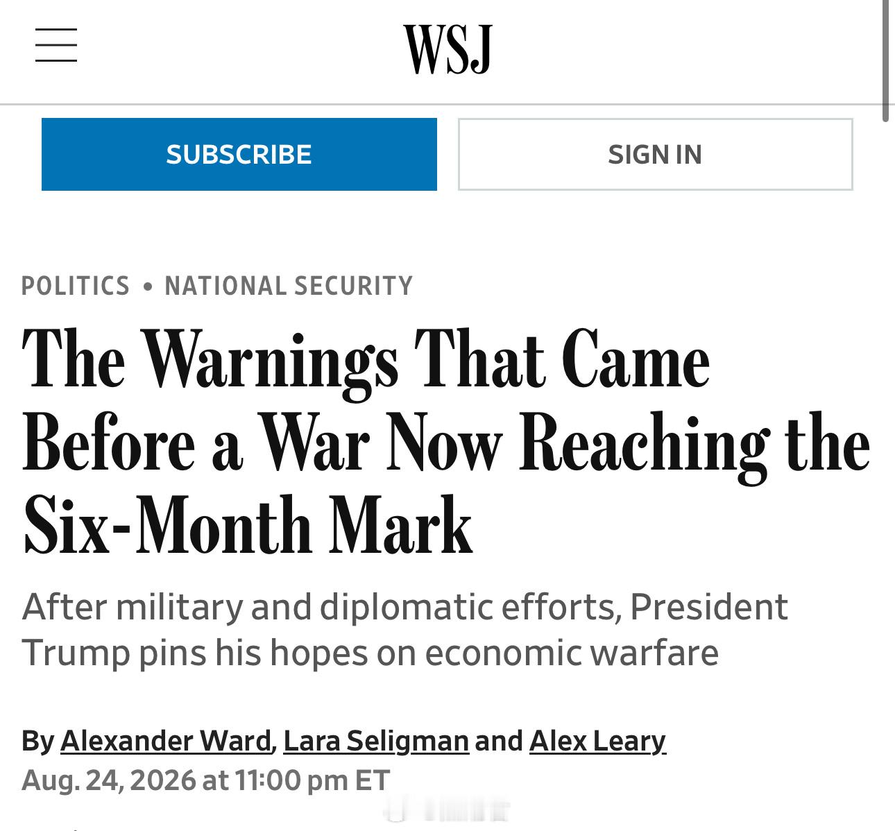 wsj说，今年2月，川普在椭圆形办公室召见了美国国家情报总监图尔西·加巴德，商讨“对伊朗发动空袭，能否实现美国预定目标”。
图尔西·加巴德很明确地告知了川普，即使“暗杀哈梅内怡，也不可能摧毁伊朗，更可能会导致一个更强硬的人物上台”，“后来者可能会更加激进，并且更有可能寻求发展核武器”。
 ​