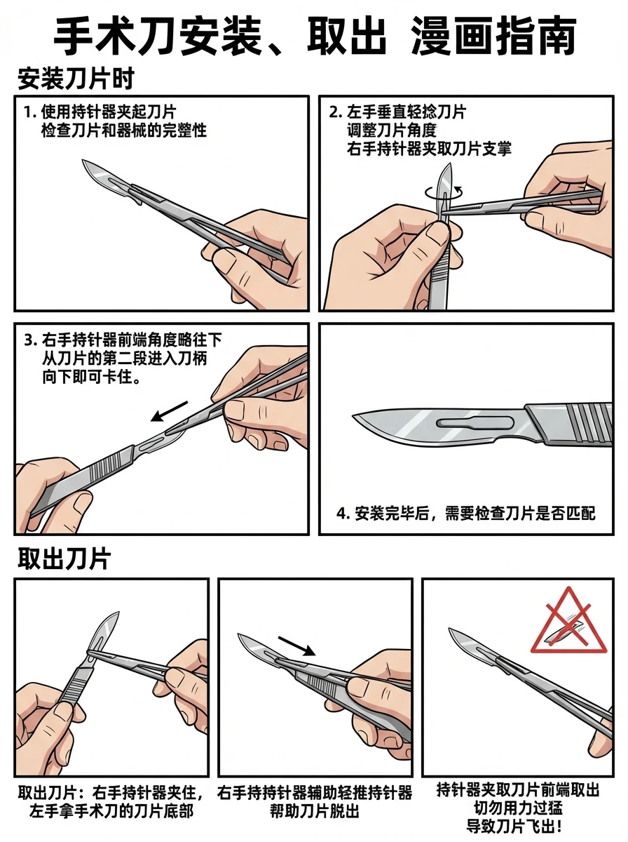 阿虎医考笔记‼️手术刀的安装与取出~