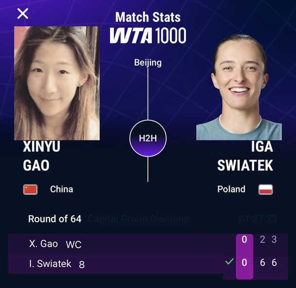 26中网 R2 Iga 6-2 6-3收获开门红🎉
